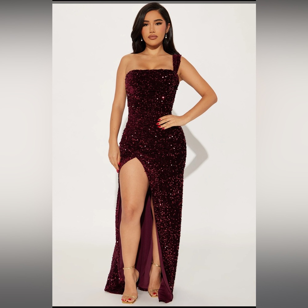 Burgundy sequin dress